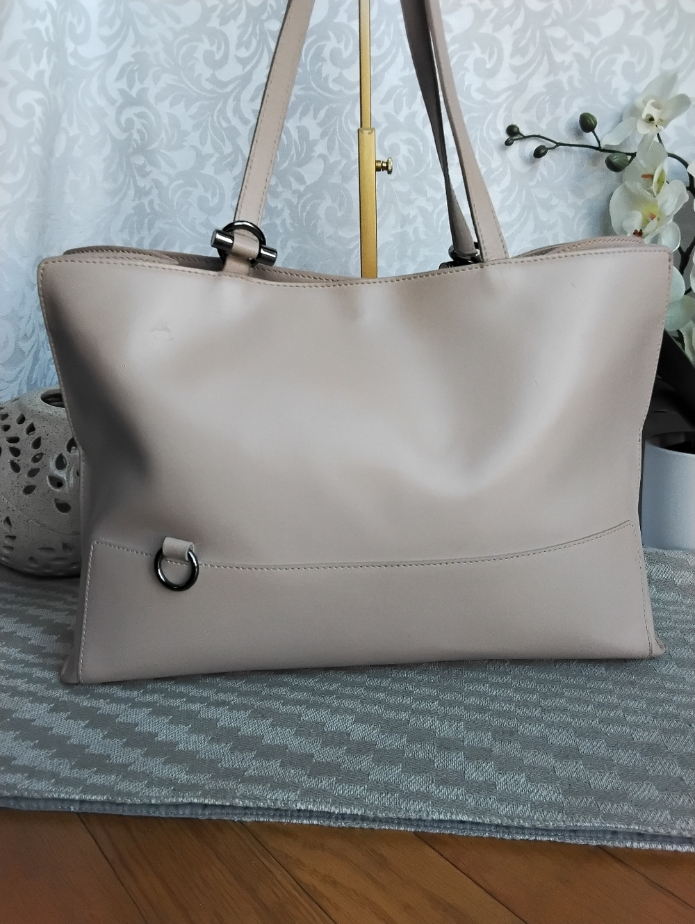 Furla Cream Leather Soft Pink Tote Bag - Picture 5 of 10